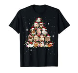 design Guinea Tree Pig Christmas with Snow Santa hat Xmas T-Shirt