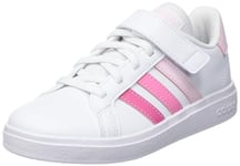 adidas Grand Court Elastic Lace and Top Strap Shoes Sneakers, Clear Pink/Bliss Pink/Pink Fusion, 35.5 EU