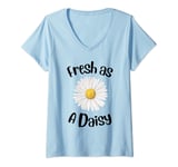 Womens Womens Daisy Tee Cute Daisy Graphic Fresh As A Daisy V-Neck T-Shirt