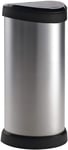 Curver Metal Effect Plastic One Touch Deco Bin, Silver, 40 Litre