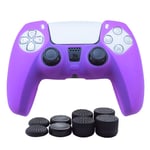 PS5 Controller Skin,Hikfly Silicone Cover for PS5 Grips PlayStation 5 Controller Skin Protector Sleeve Kits Video Games with FPS Pro Thumb Grips Caps(Purple)