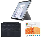 Microsoft 13" Surface Pro 9, 1 Year + 3 Months 365 Personal (5 devices), Type Cover & Slim Pen 2 Bundle - Intel® Core™ i5, 256 GB SSD, Platinum, Silver/Grey