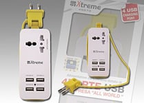Xtreme 45573 Alimentation Multi Prise de Bureau/Travel, 4 Ports USB 5 V et Plug Universel 110/220 5,1 à 25 W