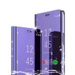 TOPOFU Case for Samsung Galaxy A52 5G Case, Smart Ultra Slim Flip Case, Plating Mirror Clear View standing Case, Translucent 360° Protective Case for Samsung Galaxy A52 5G - Purple