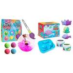 Baff Bombz Magic Brush from Zimpli Kids, 4 x Bath Bombs & Floating Baff Putty from, 2 x Colour Changing Bath Putty Tubs, Stretch it, Mould it, Watch it Change Colour! Children's Modelling Bath Toy