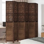Room Divider 6 Panels Dark Brown Solid Wood Paulownia vidaXL