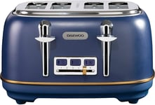 Daewoo Astoria 4 Slice Toaster High Lift & 6 Level Browning Control - Navy Blue