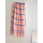 Extra stor Hamamhandduk XXL EGE 160x220 (Dark Peach/Greek Blue)