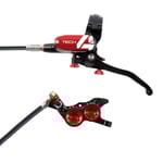 Hope Tech 4 V4 Disc Brake - Colours Black / Red No Rotor Rear LH Standard Hose 1600mm Black/Red