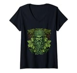 Womens Traditional Pagan Celtic Greenman V-Neck T-Shirt