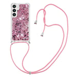 SKALO Samsung S24 Juoksuhiekka Glitter Mobile kaulapanta - Pinkki