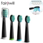Sonic Electric Toothbrush Replacement Heads Black x 4 Soft Bristle for FW507 508