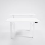 Höj och sänkbart dubbel skrivbord AdjusTable Bench PRO6, Storlek 180x80 cm, Bordsskiva Vit, Stativ Vit
