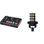 TASCAM MiNiSTUDIO Creator US-42B & RØDE PodMic Broadcast-quality Dynamic Microphone with Integrated Swing Mount for Podcasting, Streaming, Gaming, and Voice Recording,Black,XLR