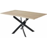 Table à manger coloris chêne / pieds noir, Longueur 140 x largeur 80 cm x Hauteur 75 cm Pegane
