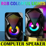 USB Wired Surround Sound System LED PC Speakers Gaming Bass for Desktop Computer