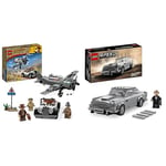 LEGO 77012 Indiana Jones Fighter Plane Chase Set with Buildable Airplane Model & Vintage Toy Car plus 3 Minifigures & 76911 Speed Champions 007 Aston Martin DB5 James Bond Replica Toy Car Model Kit
