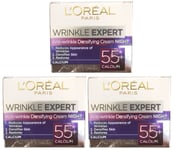 3 X L'Oreal Paris Wrinkle Expert 55 Plus Night Cream 50ml (Brand New)