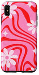 Coque pour iPhone XS Max Rose Rouge Liquide Swirl Retro Fleur Preppy Y2K Groovy