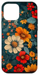 Coque pour iPhone 12 mini Fleur florale rétro hippie vintage