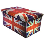 Rainberg® Kids Toy Large collapsible Storage Box with Lid Union Jack Print | Heavy Duty Storage Box Use as Foot Rest | Storage | Kids toys Storage | Holds Up To 45kg Seated Weight