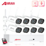 Wireless Security Camera CCTV Wifi IP System Outdoor Home Audio 8CH 3MP NVR 2TB