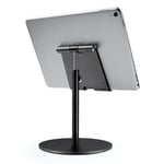 Tablet Stand, Large Size & Height Adjustable Aluminium Stand, 360° Rotation Phone Tablet Holder for iPhone, iPad, Samsung Tab, Kindle (4-13") (Black)