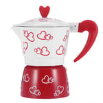 Red Coffee Maker Aluminum Durable Espresso Coffee Maker Moka Pot with Heart Pattern Can Use In Stove Coffee Pot for Household Office(Large)