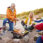 Kolgrill Bärbar Gjutjärn Grill Grill BBQ Mini Grill Bordsgrill för picknick 40x27x18cm Svart