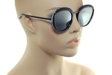 BVLGARI SERPENTI 8191 901/6G Womens Round Snake Sunglasses BLACK SILVER MIRROR