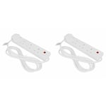 STATUS Multi Plug Extension | 4 Socket Extension Cable | 4m Extension Lead with Neon Indicator| S4W4MS6 (Pack of 2)