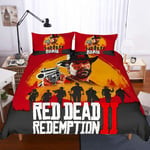 ZKDT - Red Dead Redemption Duvet Cover, Microfibre, Soft and Comfortable 3-Piece Invisible Zip Bed Linen Set (Style 2, Double, 200 x 200 cm)