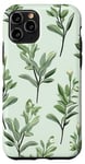 iPhone 11 Pro Leaves Botanical Flower Plant Line Art Sage Green Case
