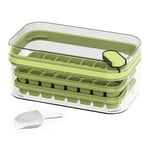 Home Ice Cube Tray Double Layer Ice Freezer Storage Box 64pcs Green New