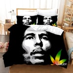 WXhGY 3D Printed Duvet Cover Black Double Size Singer Bob Marley, 3 Piece Bedding Set Ultra Soft Easy Care Hypoallergenic Microfiber Quilt Cover with Zipper Closure + 2 Pillowcases 19.7 x 29.5 inch