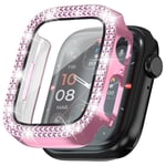 Apple Watch SE 40mm Heltäckande skal med inbyggt skärmskydd och stenar, Rosa