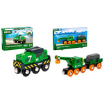 BRIO World Freight Engine Train - Battery Powered Train for Kids Age 3 Years Up - Compatible with all BRIO Railway Sets & Accessories & World Clever Crane Wagon for Kids Age 3 Years Up