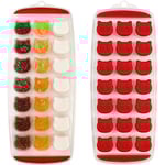 Iskubsbricka, Godis, Chokladform, Katti iskubsform, Lätt att släppa, BPA-fri, 2-pack, Diskmaskinssäker Röd