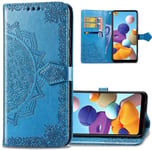 IMEIKONST Wallet Case for Huawei Honor 10X Lite, Premium Leather Cover Embossed Mandala Florals Flip Magnetic Compatible with Huawei Honor 10X Lite. Mandala Blue SD