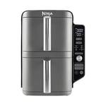 Ninja Double Stack XL Air Fryer, Vertical Dual Drawer AirFryer with 4 cooking levels, 2 Drawers and 2 Racks, Space Saving Design, 9.5L Capacity, 6 Cooking Functions, 8 Portions, Grey?SL400UK
