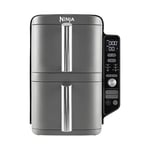 Ninja Double Stack XL Air Fryer, Vertical Dual Drawer Airfryer with 4 cooking levels, 2 Drawers and 2 Racks, Space Saving Design, 9.5L Capacity, 6 Cooking Functions, 8 Portions, Grey SL400UK