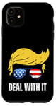 iPhone 11 Deal With It Funny Trump Hair American Flag Sunglasses Joke Case