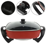 5L Electric Skillet Pan Non Stick Multi Cooker Skillet Frying Fry Pot With Lid