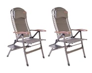 2 x Quest Naples Pro Comfort Recline Folding Camping Chair With Side Table Seat