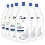 6 X Dove Body Wash Deeply Nourishing Softer, Smoother Skin 225ml