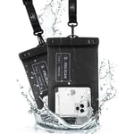Pelican Marine 2 Pack - IP68 Waterproof Phone Pouch/Case (XL Size) - Floating Waterproof Phone Case - for iPhone 15 Pro Max / 14 Pro Max / 13 Pro Max / 12 / S23 Ultra/Pixel 7 - Stealth Black