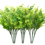 Auihiay 10 Bundles Artificial Greenery Stems Boxwood Shrubs Artificial Grasses Fake Outdoor Plants for Home Garden Porch Window Box Decoration