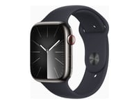 Apple Watch Series 9 (GPS + Cellular) - 45 mm - grafit rostfritt stål - smart klocka med sportband - fluoroelastomer - midnatt - bandstorlek: M/L - 6
