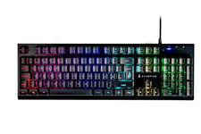 Surefire Kingpin X2 Gaming Keyboard, German Gaming Multimedia Keyboard with Lighting, RGB Keyboard with Aluminium Front Plate, 25 Anti-Ghosting Keys, German Layout QWERTZ