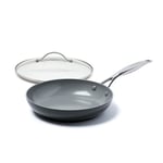 GreenPan, Venice Pro Ceramic Non-Stick Frying Pan with Lid - 26 cm, Grey